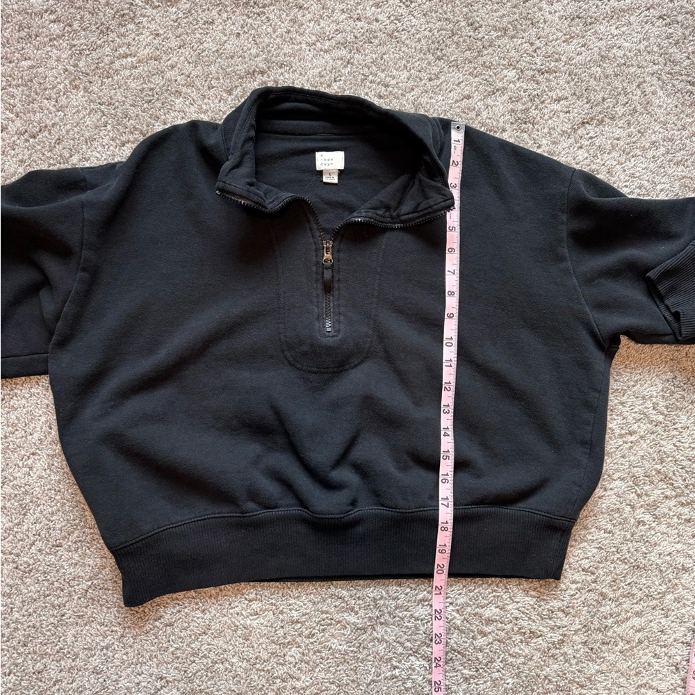 A New Day Black Half-Zip Pullover Cropped Size Large - Picture 5 of 5